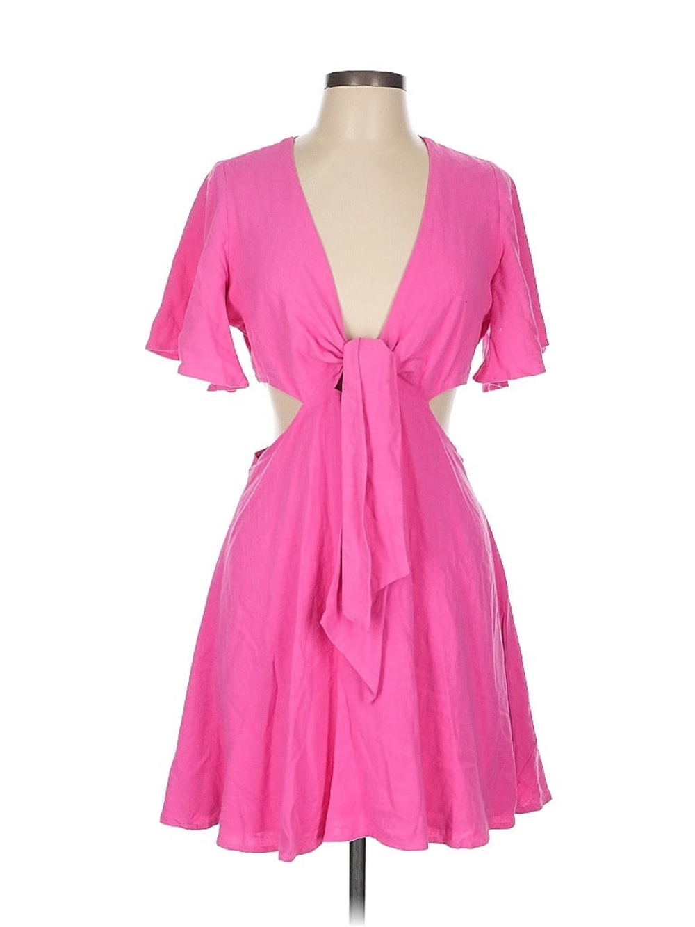 Lulu's Hot Pink Tie-Front Mini Dress